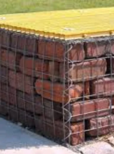 Brick filled gabion benches